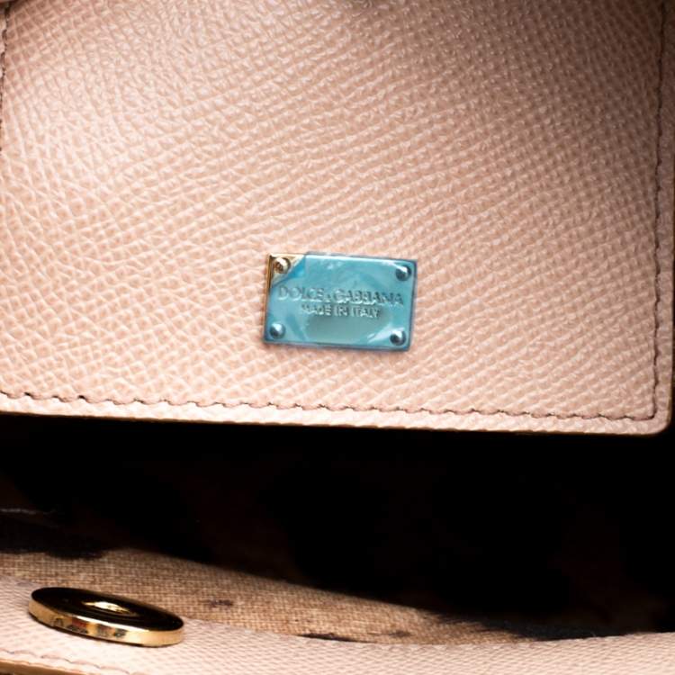 Pre Owned Dolce and Gabbana Beige Leather Miss Sicily Top Handle Bag