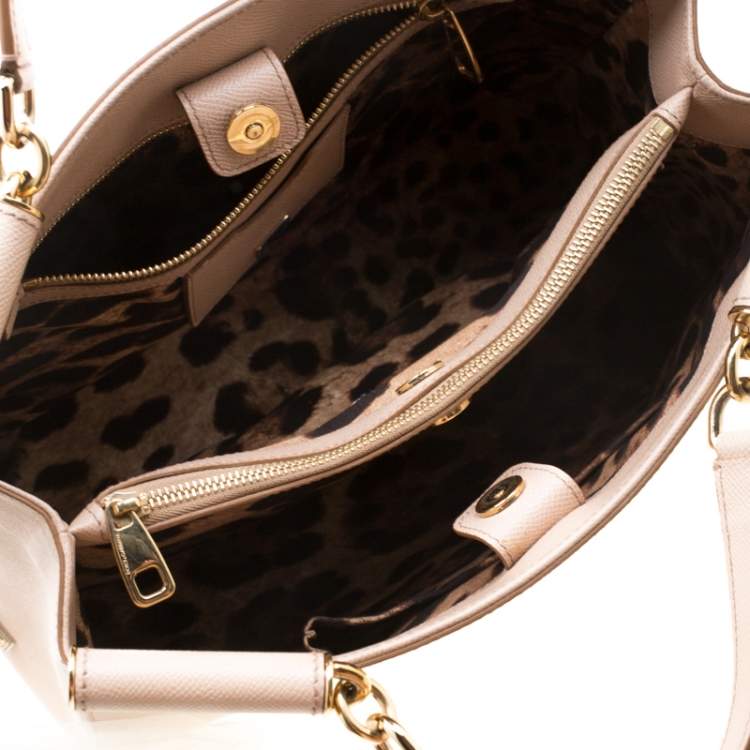 Pre Owned Dolce and Gabbana Beige Leather Miss Sicily Top Handle Bag