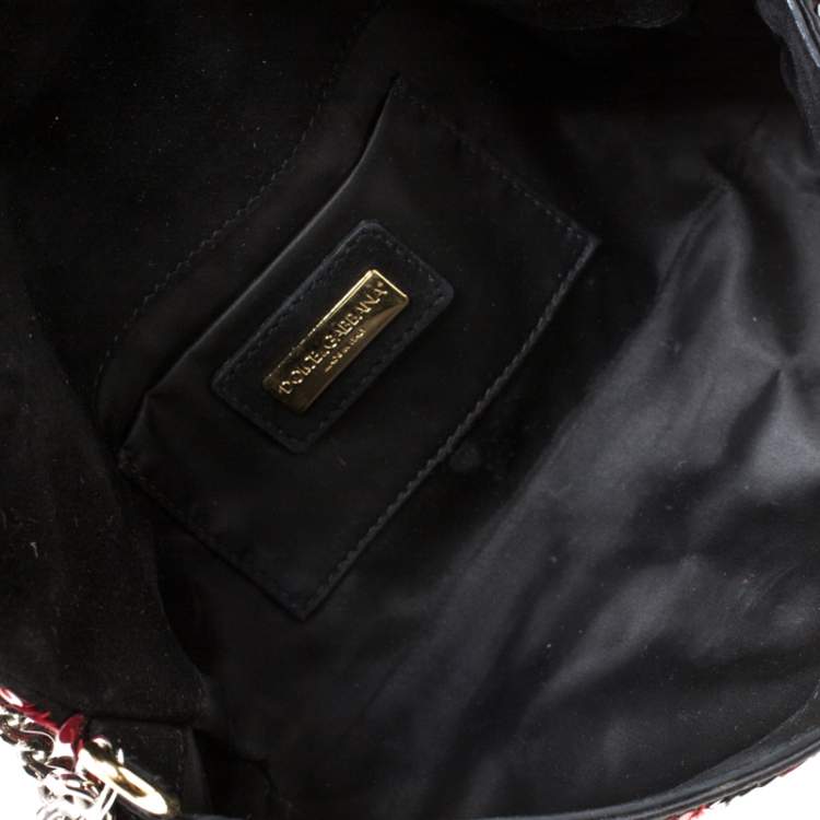 Pre Owned Dolce & Gabbana Red/Black Sequin Miss Charles Shoulder Bag