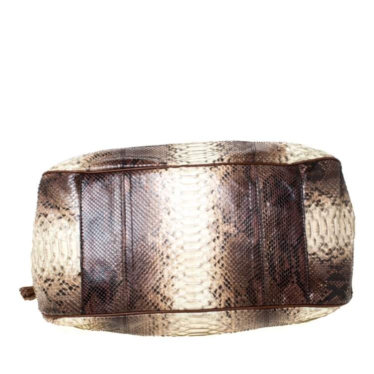 Pre Owned Dolce & Gabbana Brown Python and Leather Hobo