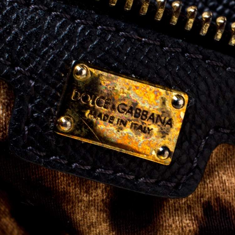 Pre Owned Dolce & Gabbana Black Leather Large Miss Sicily Tote