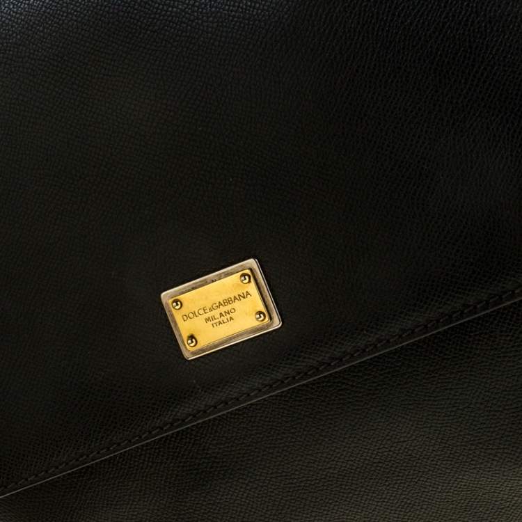 Pre Owned Dolce & Gabbana Black Leather Large Miss Sicily Tote