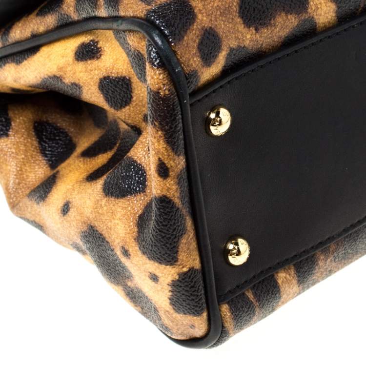 Pre Owned Dolce & Gabbana Leopard Print Leather Medium Miss Sicily Top Handle Bag