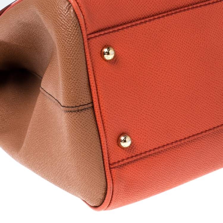 Pre Owned Dolce & Gabbana Orange Leather Large Miss Sicily Top Handle Bag