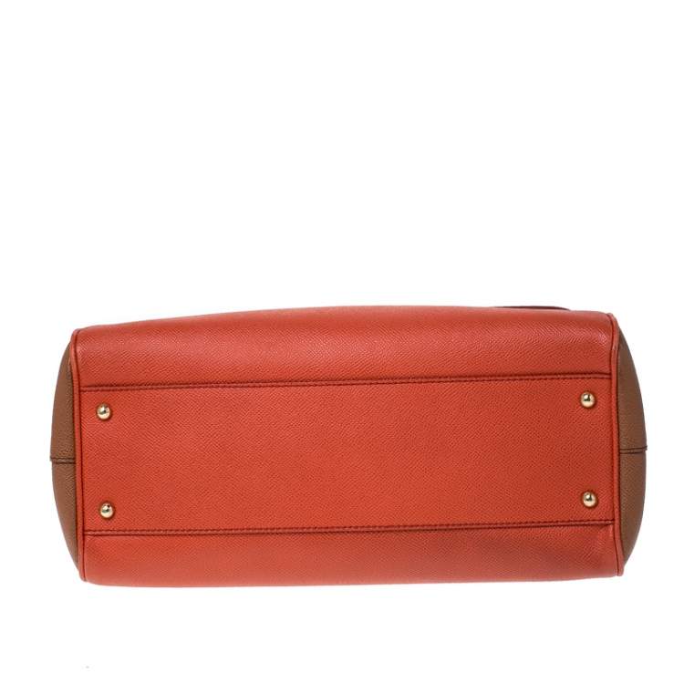 Pre Owned Dolce & Gabbana Orange Leather Large Miss Sicily Top Handle Bag