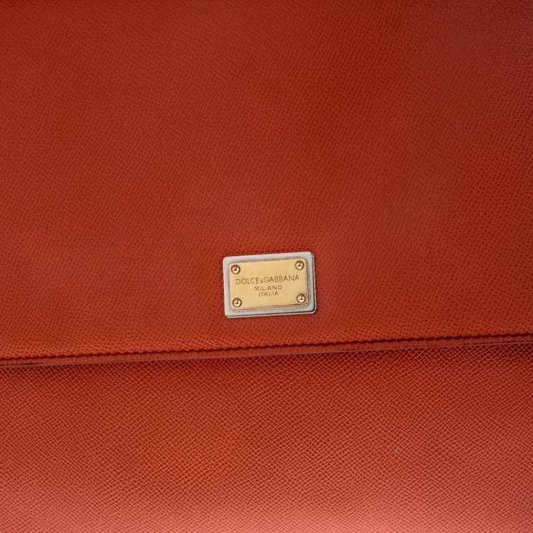 Pre Owned Dolce & Gabbana Orange Leather Large Miss Sicily Top Handle Bag