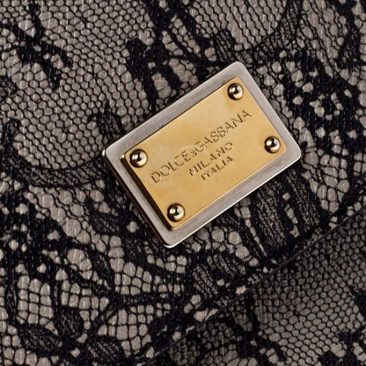 مملوكة مسبقًا Dolce & Gabbana Grey Lace Print Leather Medium Miss Sicily Top Handle Bag