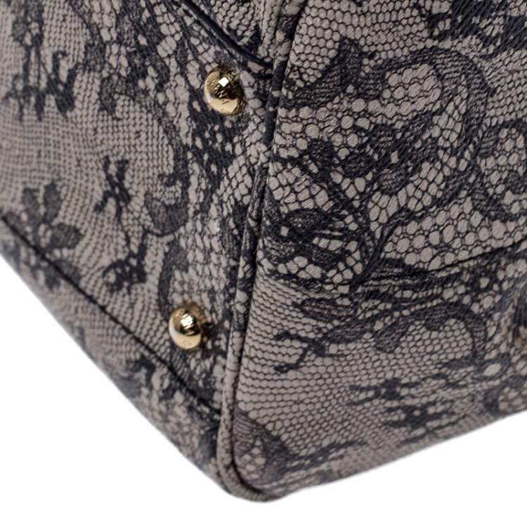 مملوكة مسبقًا Dolce & Gabbana Grey Lace Print Leather Medium Miss Sicily Top Handle Bag