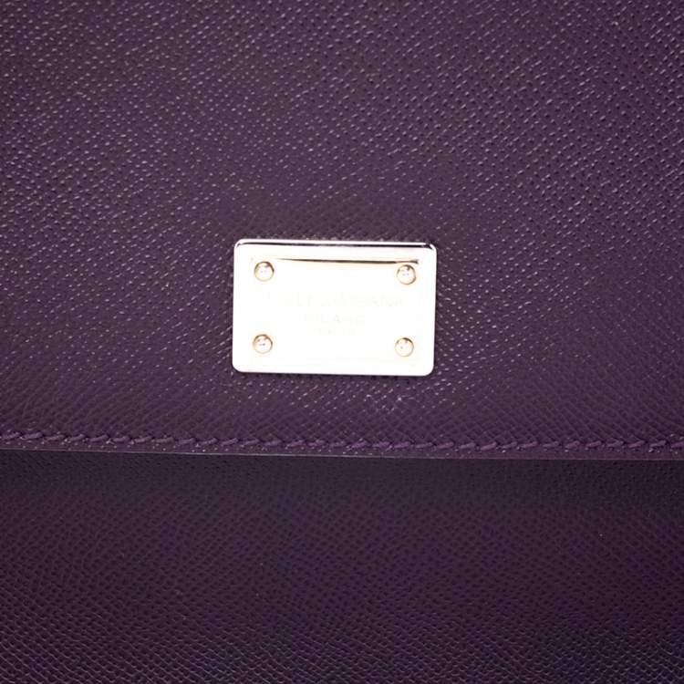 Pre Owned Dolce & Gabbana Purple Leather Large Miss Sicily Top Handle Bag