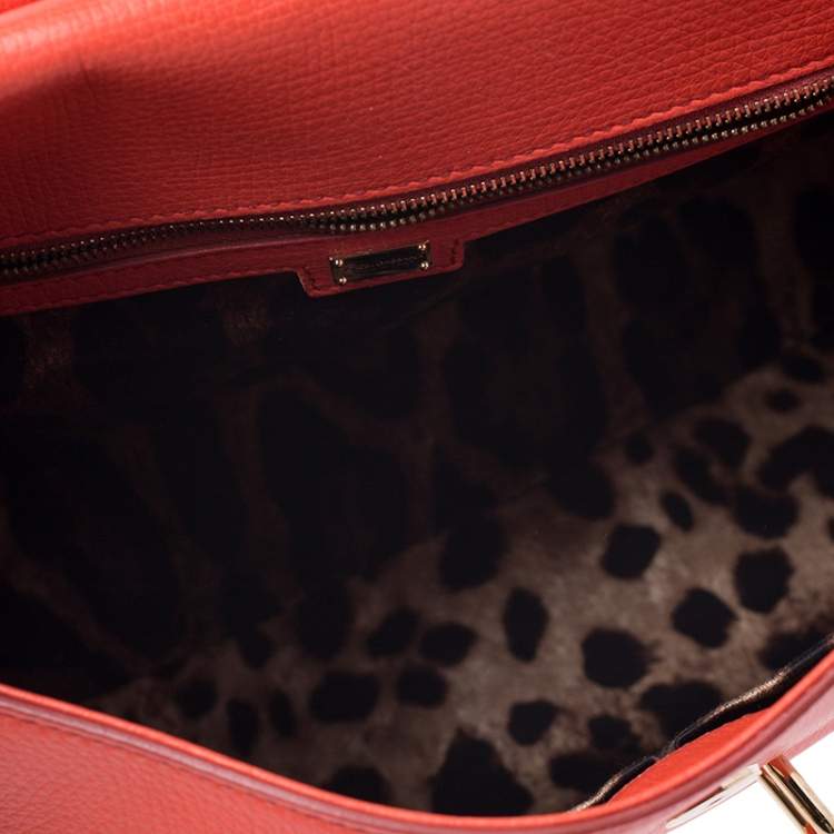 Pre Owned Dolce & Gabbana Orange Leather Miss Monica Top Handle Bag