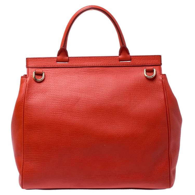 Pre Owned Dolce & Gabbana Orange Leather Miss Monica Top Handle Bag