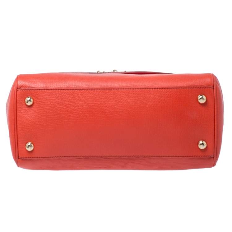 Pre Owned Dolce & Gabbana Orange Leather Miss Monica Top Handle Bag