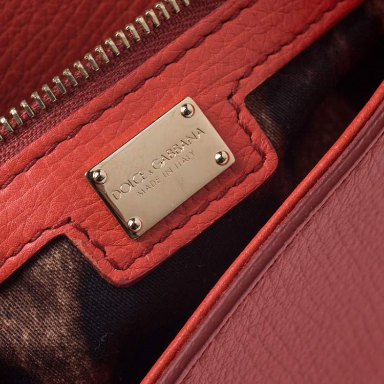 Pre Owned Dolce & Gabbana Orange Leather Miss Monica Top Handle Bag