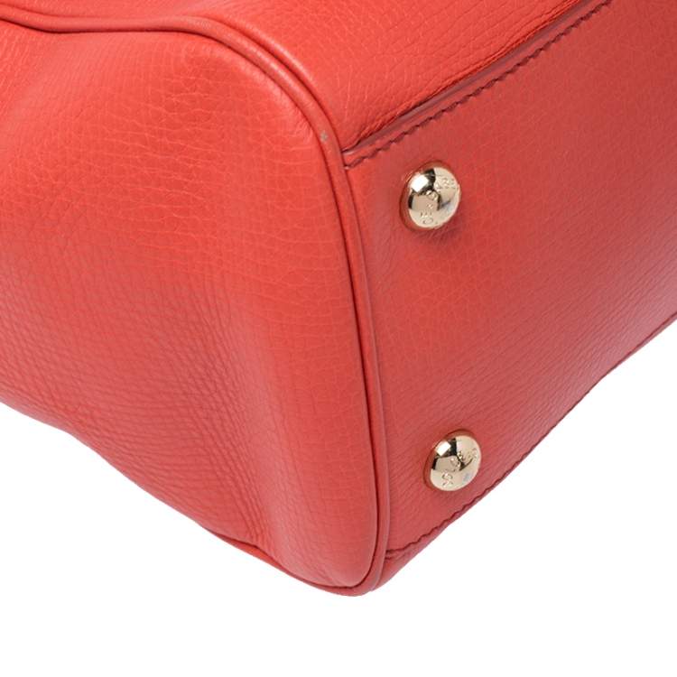 Pre Owned Dolce & Gabbana Orange Leather Miss Monica Top Handle Bag