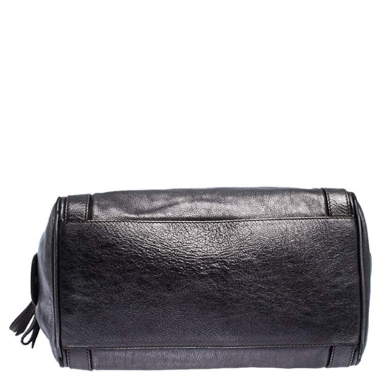 Pre Owned Dolce & Gabbana Metallic Grey Leather Miss Easy Way Boston Bag         