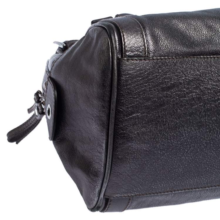 Pre Owned Dolce & Gabbana Metallic Grey Leather Miss Easy Way Boston Bag         