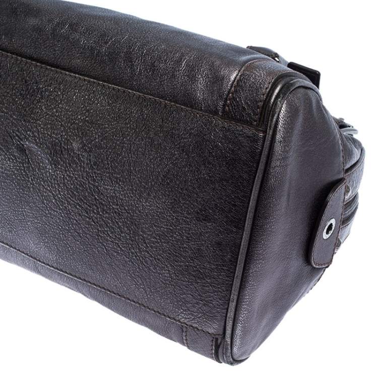 Pre Owned Dolce & Gabbana Metallic Grey Leather Miss Easy Way Boston Bag         