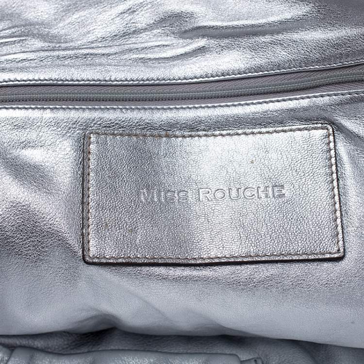 Pre Owned Dolce & Gabbana Silver Leather Miss Rouche Distressed Satchel