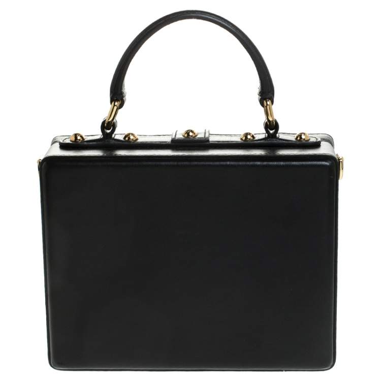 Pre Owned Dolce & Gabbana Black Lambskin Quilted Box Top Handle Bag