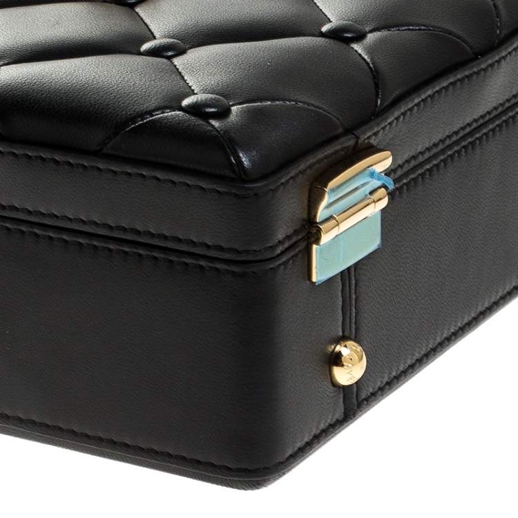 Pre Owned Dolce & Gabbana Black Lambskin Quilted Box Top Handle Bag