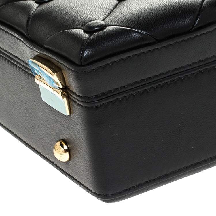 Pre Owned Dolce & Gabbana Black Lambskin Quilted Box Top Handle Bag