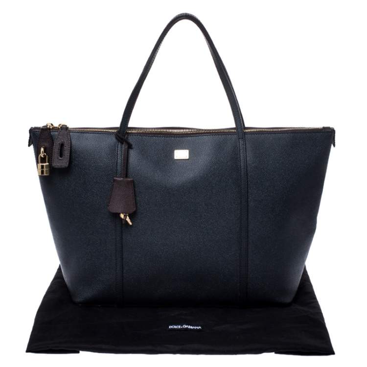 Pre Owned Dolce & Gabbana Dark Blue Leather Miss Escape Tote 