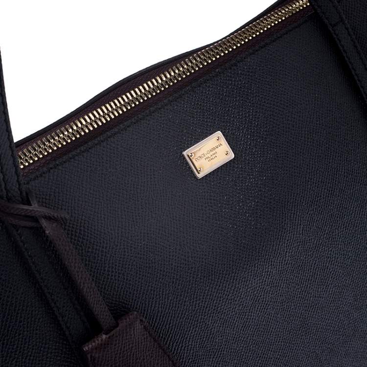 Pre Owned Dolce & Gabbana Dark Blue Leather Miss Escape Tote 