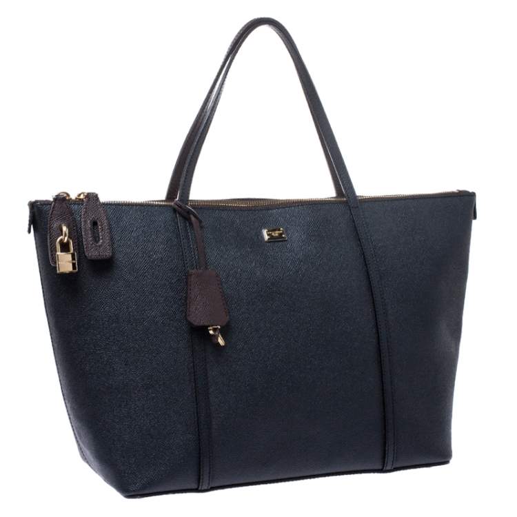 Pre Owned Dolce & Gabbana Dark Blue Leather Miss Escape Tote 