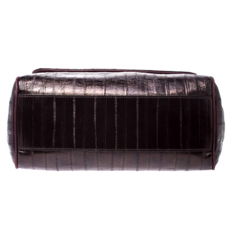 Pre Owned Dolce & Gabbana Metallic Bronze Leather Large Miss Sicily Top Handle Bag
