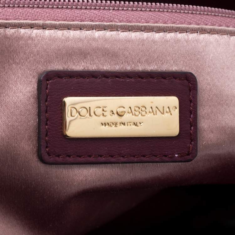 Pre Owned Dolce & Gabbana Metallic Bronze Leather Large Miss Sicily Top Handle Bag