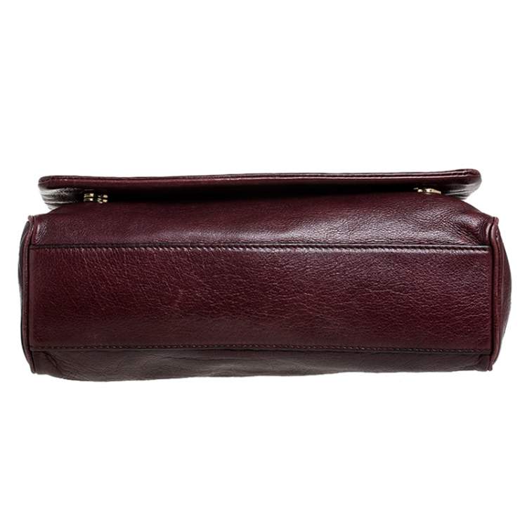 Pre Owned  Dolce and Gabbana Burgundy Leather East West Miss Sicily Leather Top Handle Bag