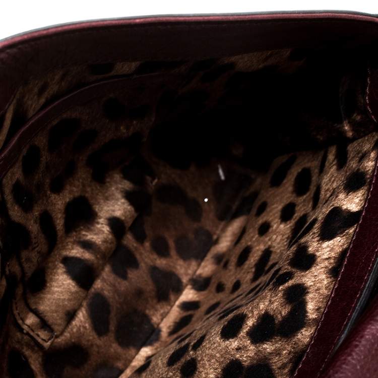 Pre Owned  Dolce and Gabbana Burgundy Leather East West Miss Sicily Leather Top Handle Bag