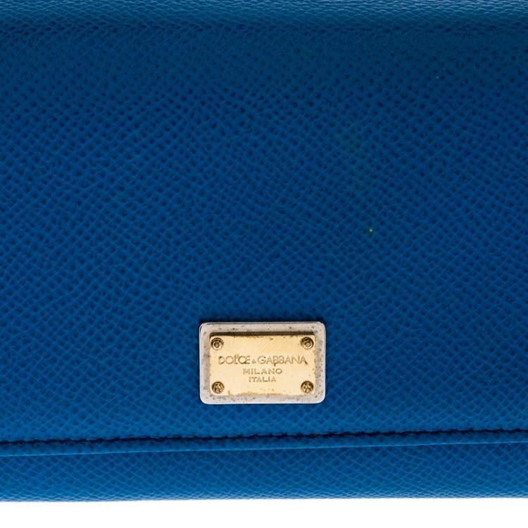 Pre Owned Dolce & Gabbana Blue Leather Dauphine Continental Wallet