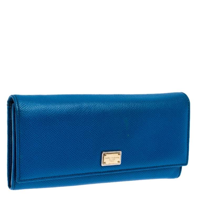 Pre Owned Dolce & Gabbana Blue Leather Dauphine Continental Wallet