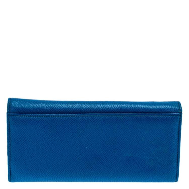 Pre Owned Dolce & Gabbana Blue Leather Dauphine Continental Wallet