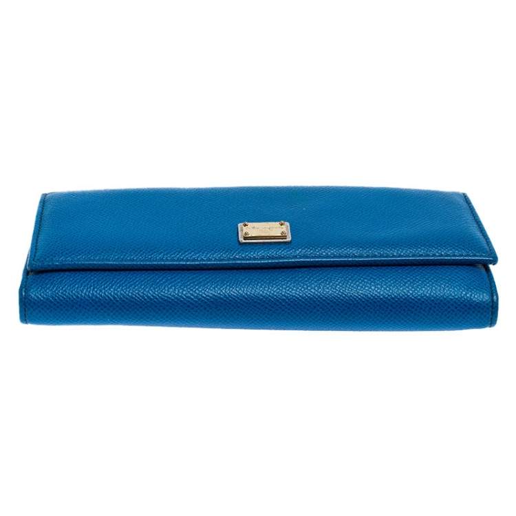 Pre Owned Dolce & Gabbana Blue Leather Dauphine Continental Wallet