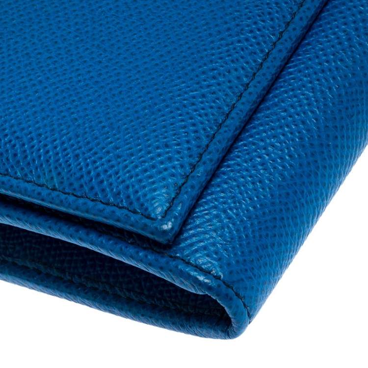 Pre Owned Dolce & Gabbana Blue Leather Dauphine Continental Wallet