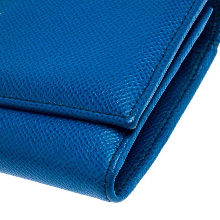 Pre Owned Dolce & Gabbana Blue Leather Dauphine Continental Wallet