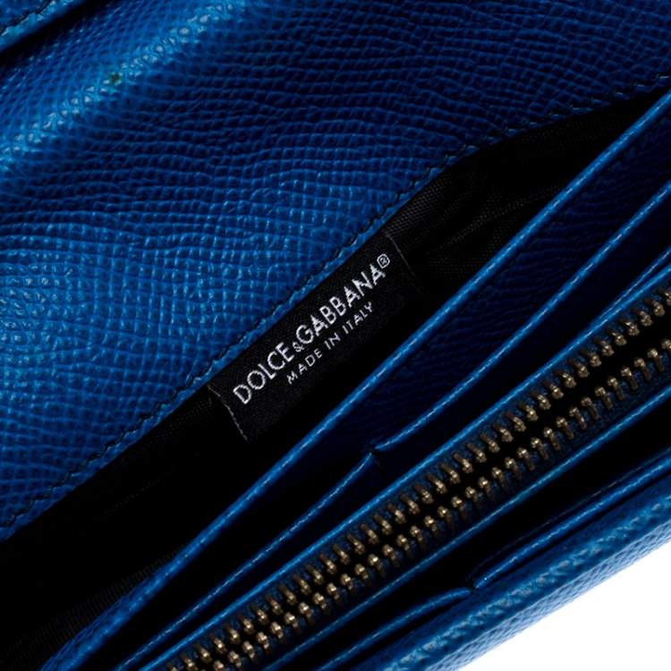 Pre Owned Dolce & Gabbana Blue Leather Dauphine Continental Wallet