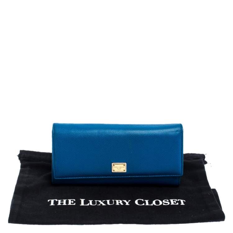 Pre Owned Dolce & Gabbana Blue Leather Dauphine Continental Wallet