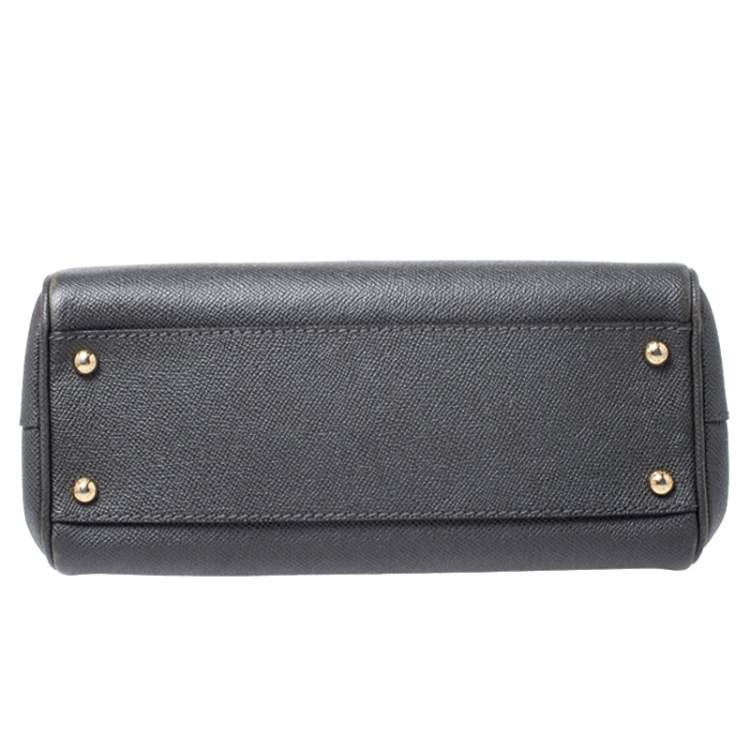 Pre Owned Dolce & Gabbana Dark Grey Leather Medium Miss Sicily Top Handle Bag