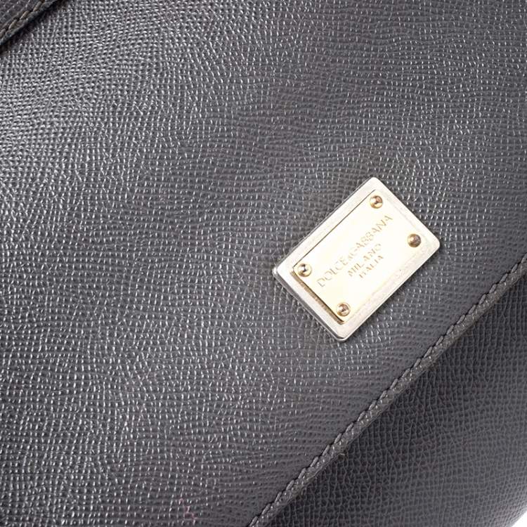 Pre Owned Dolce & Gabbana Dark Grey Leather Medium Miss Sicily Top Handle Bag