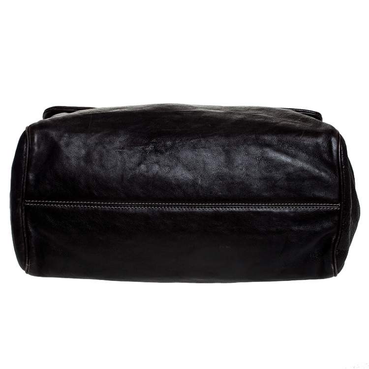 Pre Owned Dolce & Gabbana Dark Brown Leather XL Miss Sicily Top Handle Bag
