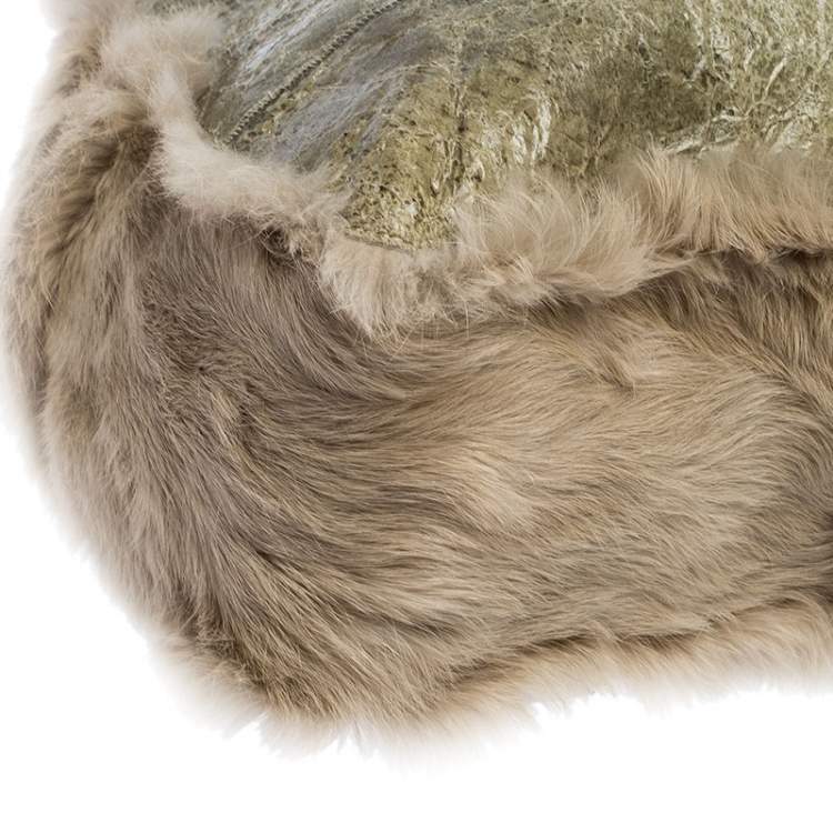 Pre Owned Dolce & Gabbana Green/Beige Fur and Leather Reversible Tote