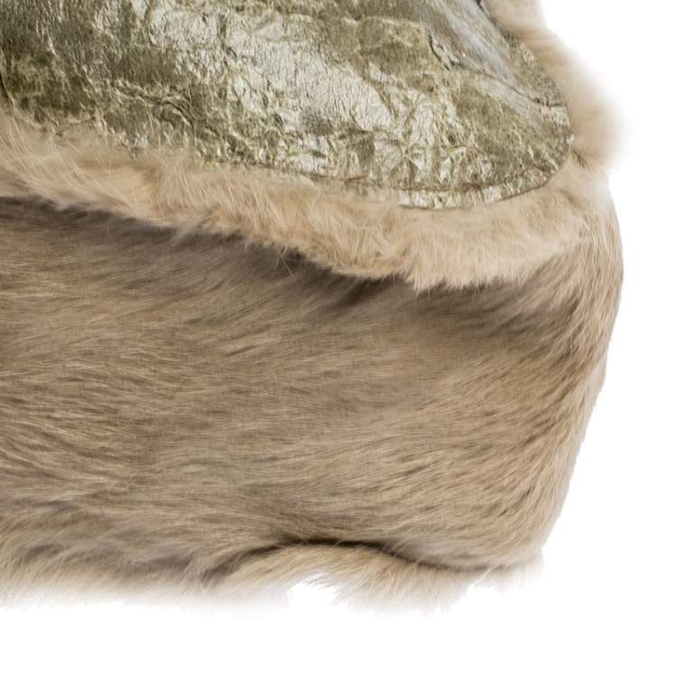Pre Owned Dolce & Gabbana Green/Beige Fur and Leather Reversible Tote