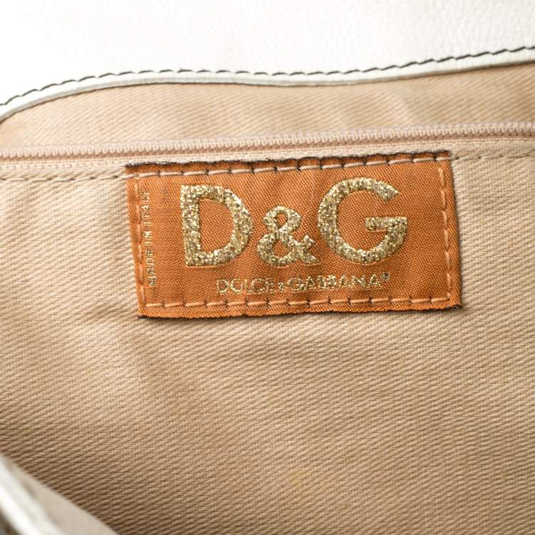 Pre Owned Dolce & Gabbana White/Buckle Leather Buckle Tote