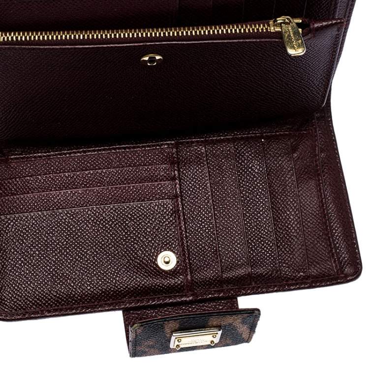 Pre Owned  Dolce and Gabbana Brown/Black Leopard Print Leather Continental Wallet