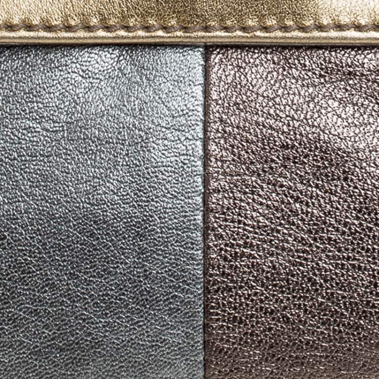 Pre Owned Dolce & Gabbana Metallic Tricolor Leather Clutch