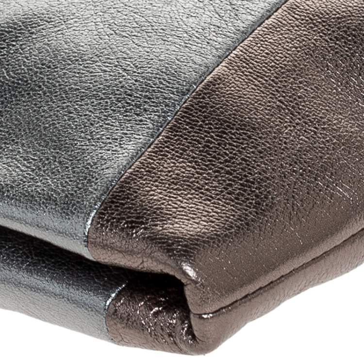 Pre Owned Dolce & Gabbana Metallic Tricolor Leather Clutch