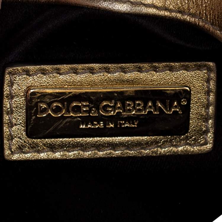 Pre Owned Dolce & Gabbana Metallic Tricolor Leather Clutch